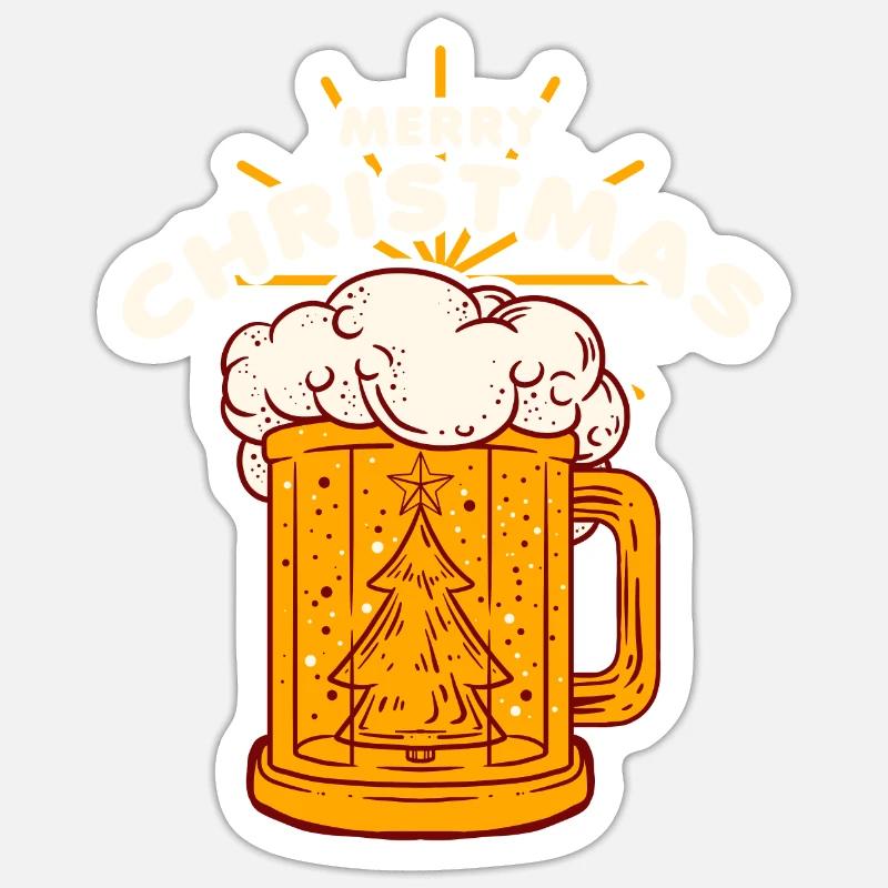 BIÈRE DE NOËL 2 - Sticker taille S (10 x 10 cm) - blanc mat