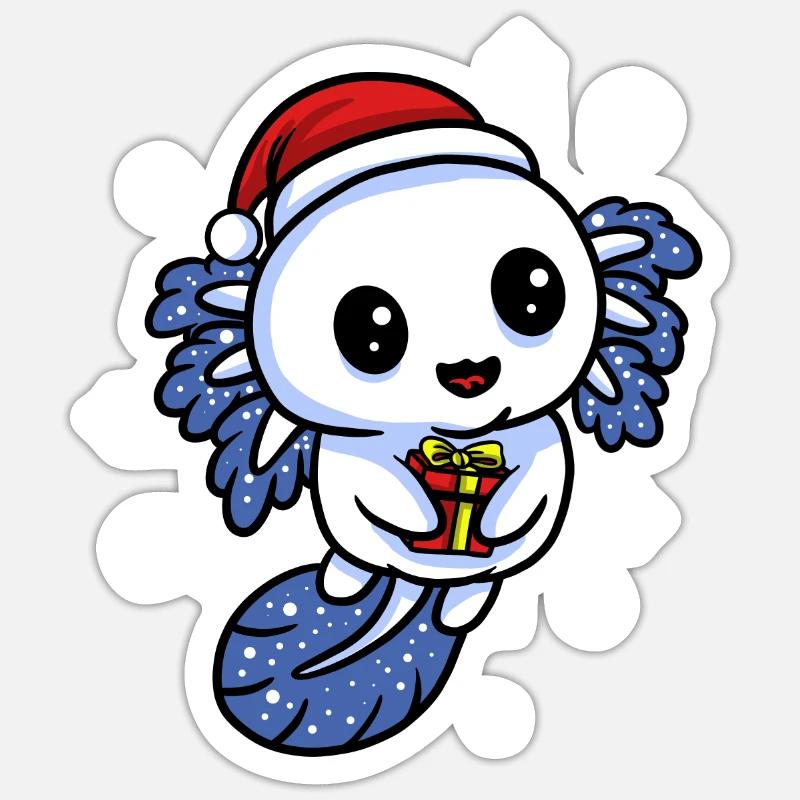 AXOLOTL CHRISTMAS DESIGN - Sticker Größe S (10 x 10 cm) - Mattweiß