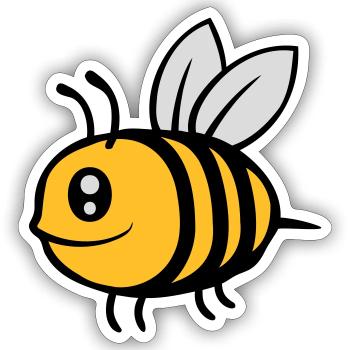 Süße kleine Comic Biene - Sticker Größe S (10 x 10 cm) - Mattweiß - Vorne