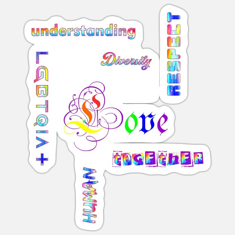 LGBTQIA - Statement Regenbogenfarben - Sticker Größe S (10 x 10 cm) - Mattweiß