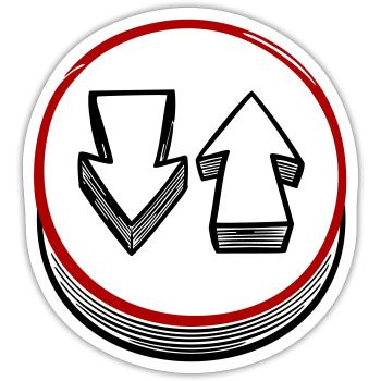 round shield arrows on off Attention prohibition No - Sticker size S (10 x 10 cm) - white matte - Front