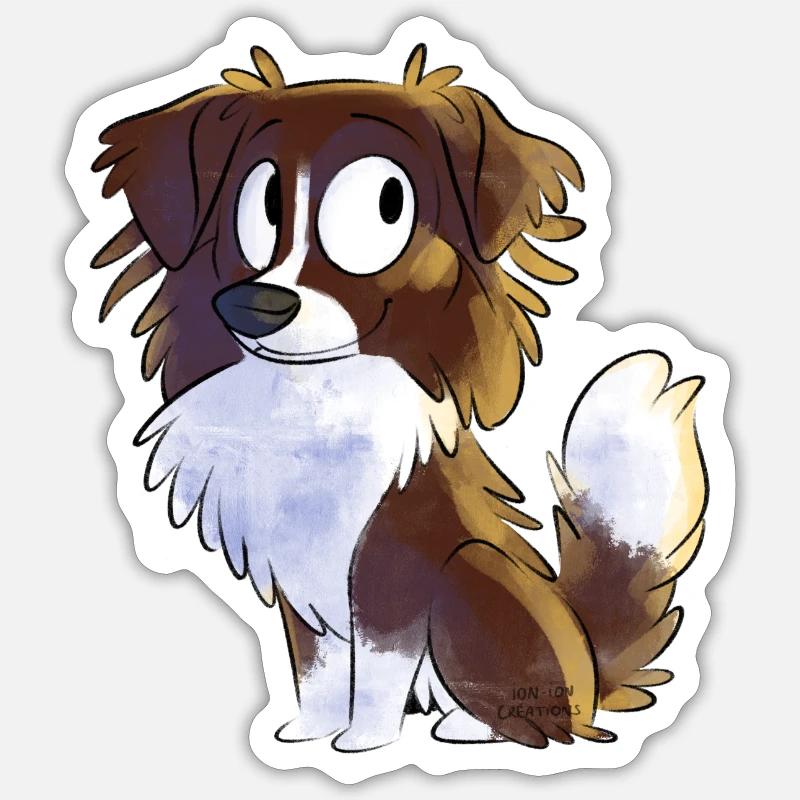 Chibi Berger Australien - Rouge - Sticker taille S (10 x 10 cm) - blanc mat