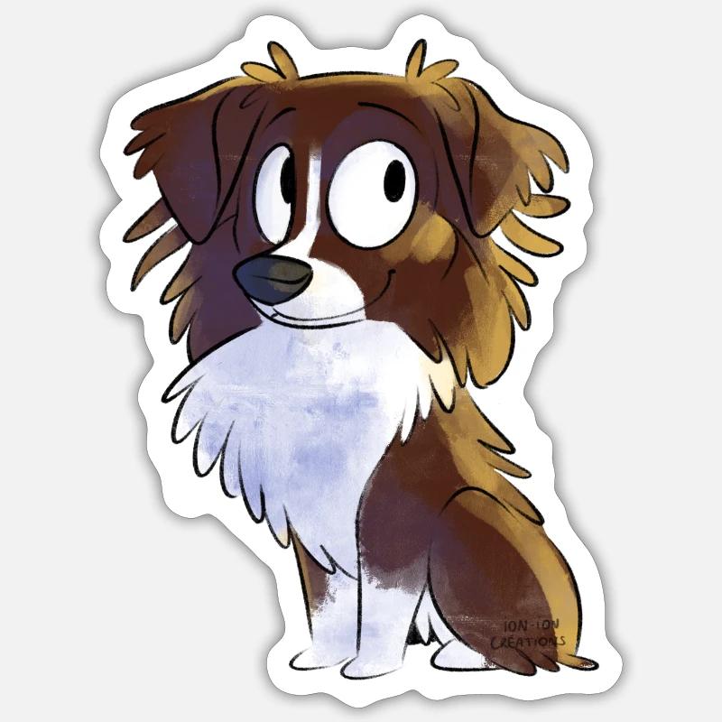 Chibi Australian Shepherd - Red - Sticker size S (10 x 10 cm) - white matte