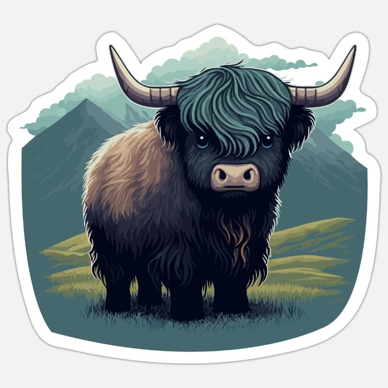 Petit Yak - Sticker taille S (10 x 10 cm) - blanc mat