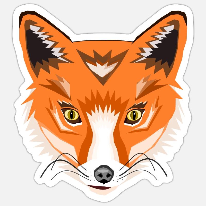 Fuchskopf - Comicstil. - Sticker Größe S (10 x 10 cm) - Mattweiß