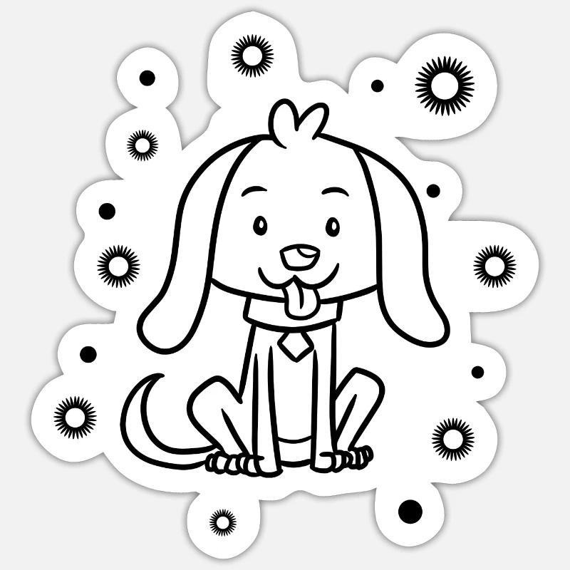 petit bébé chien mignon - Sticker taille S (10 x 10 cm) - blanc mat