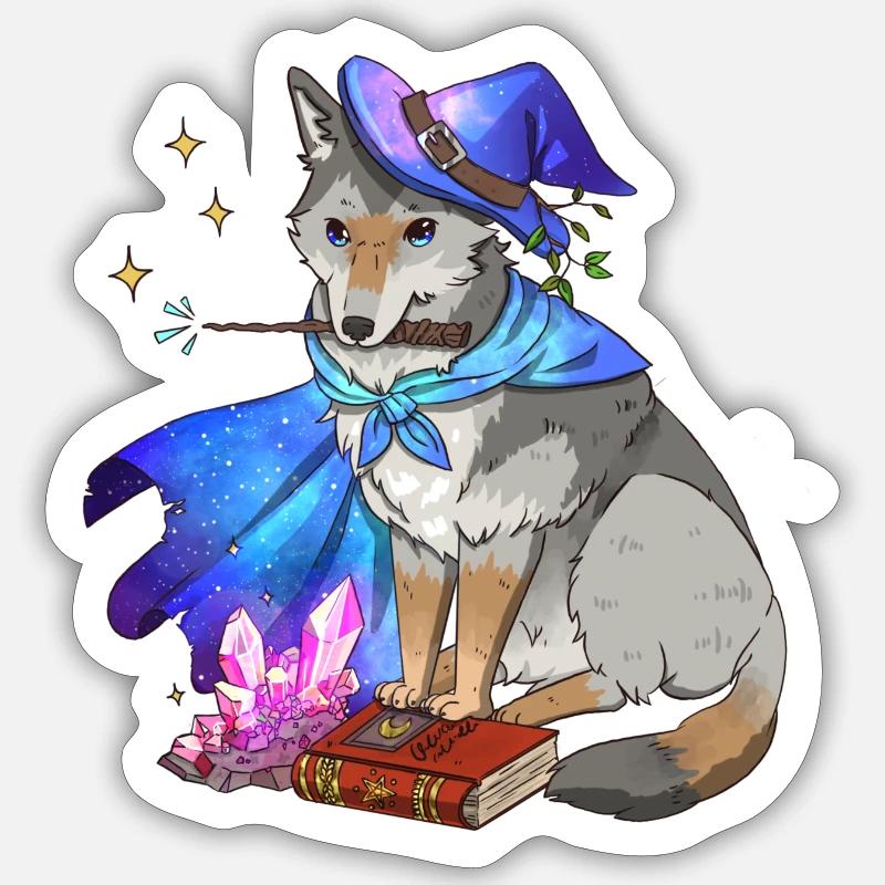 Magischer Wolf - Sticker Größe S (10 x 10 cm) - Mattweiß