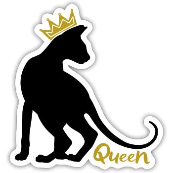 Queen Cat with Crown: OKH, Peterbald, Sphynx - Sticker size S (10 x 10 cm) - white matte - Front