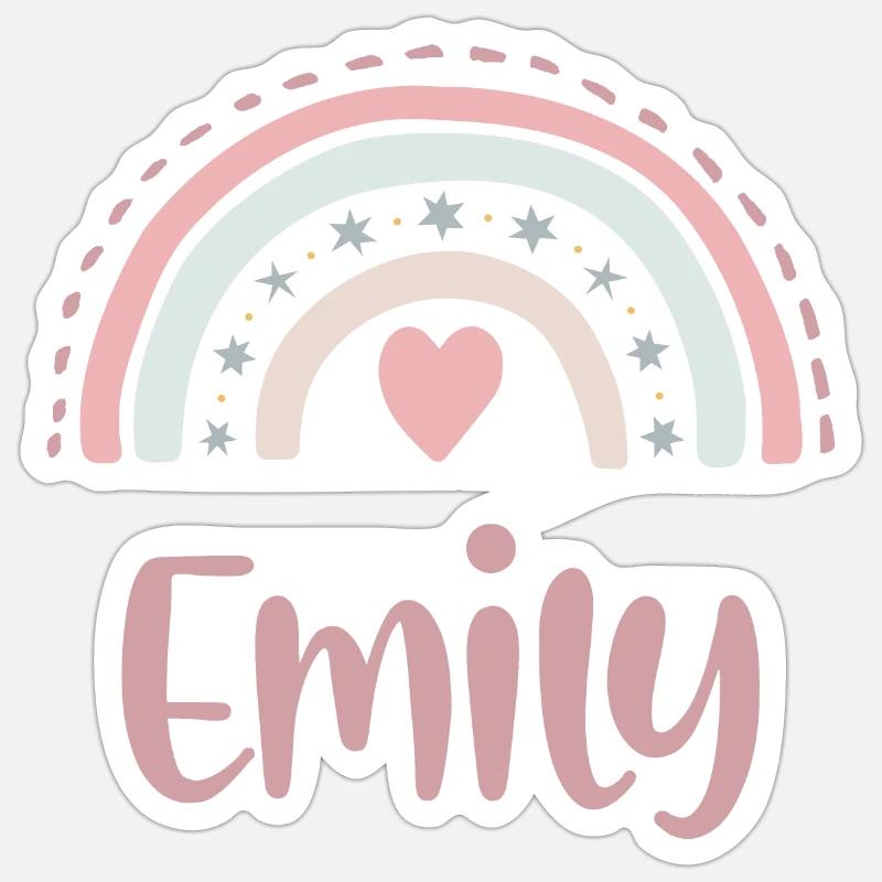 Emily Nom Arc-en-ciel - Sticker taille S (10 x 10 cm) - blanc mat