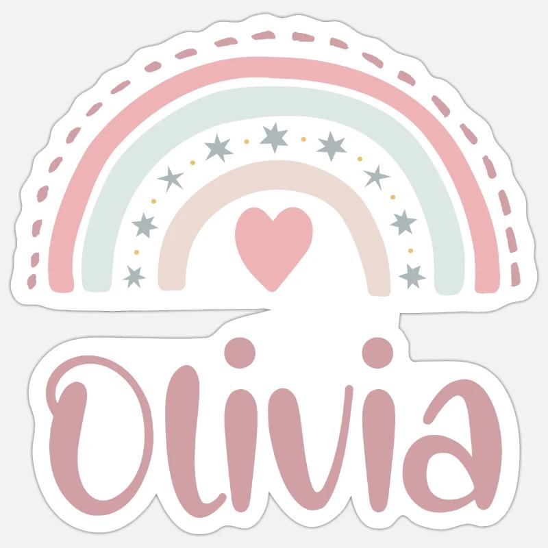Olivia Nome Arcobaleno - Sticker formato S (10 x 10 cm) - bianco opaco