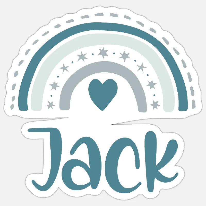 Jack Name Regenbogen - Sticker Größe S (10 x 10 cm) - Mattweiß