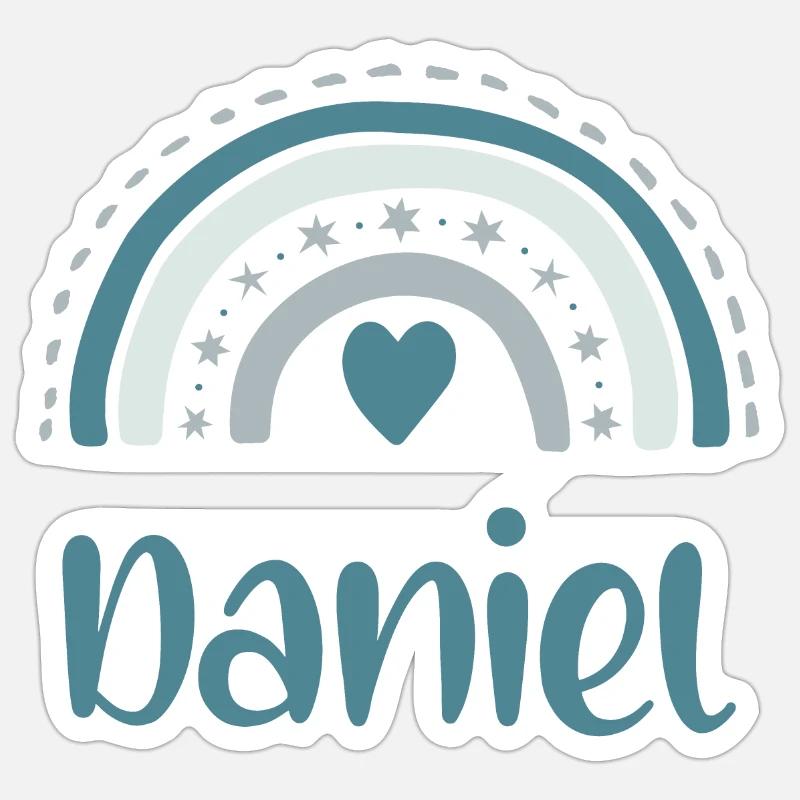 Daniel Nom Arc-en-ciel - Sticker taille S (10 x 10 cm) - blanc mat