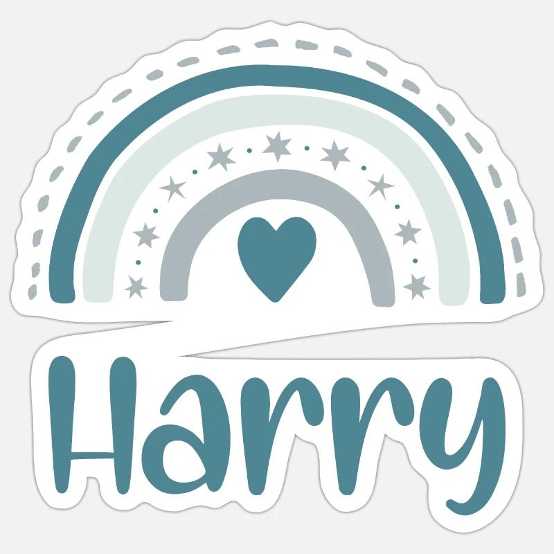 Harry Name Regenbogen - Sticker Größe S (10 x 10 cm) - Mattweiß