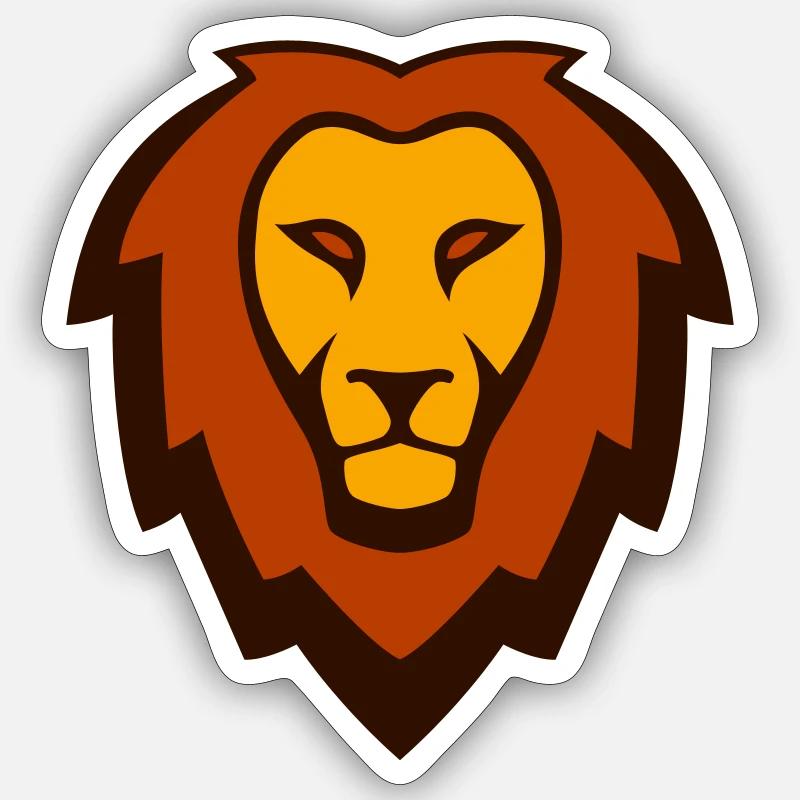 Löwe Maskottchen Logo - Sticker Größe S (10 x 10 cm) - Mattweiß
