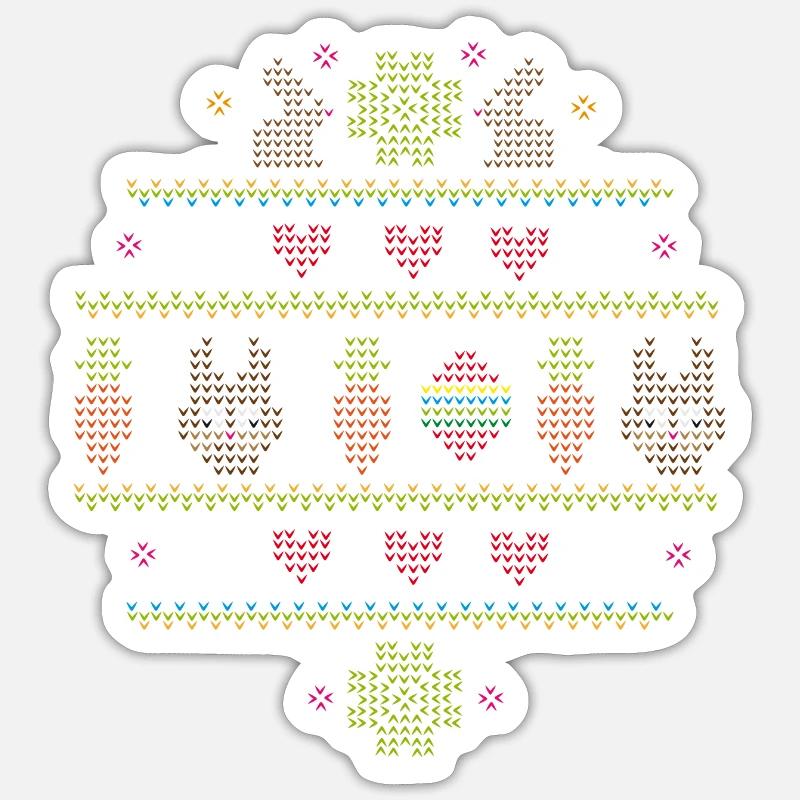 Easter motifs in knitting pattern style for Easter Sticker size S (10 x 10 cm)