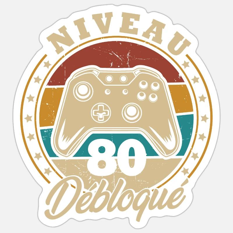 Niveau 80 débloque - Sticker taille S (10 x 10 cm) - blanc mat