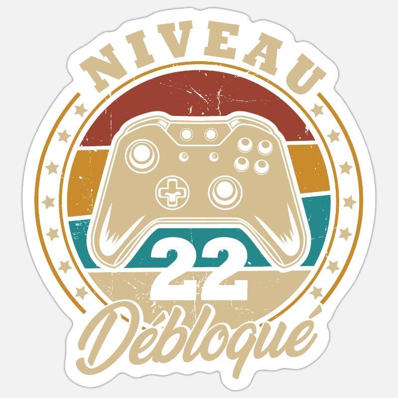 Niveau 22 débloque - Sticker taille S (10 x 10 cm) - blanc mat