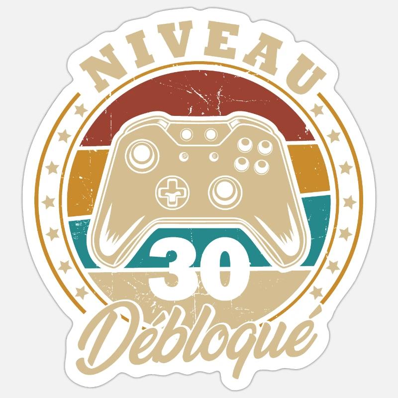 Niveau 30 débloque - Sticker taille S (10 x 10 cm) - blanc mat