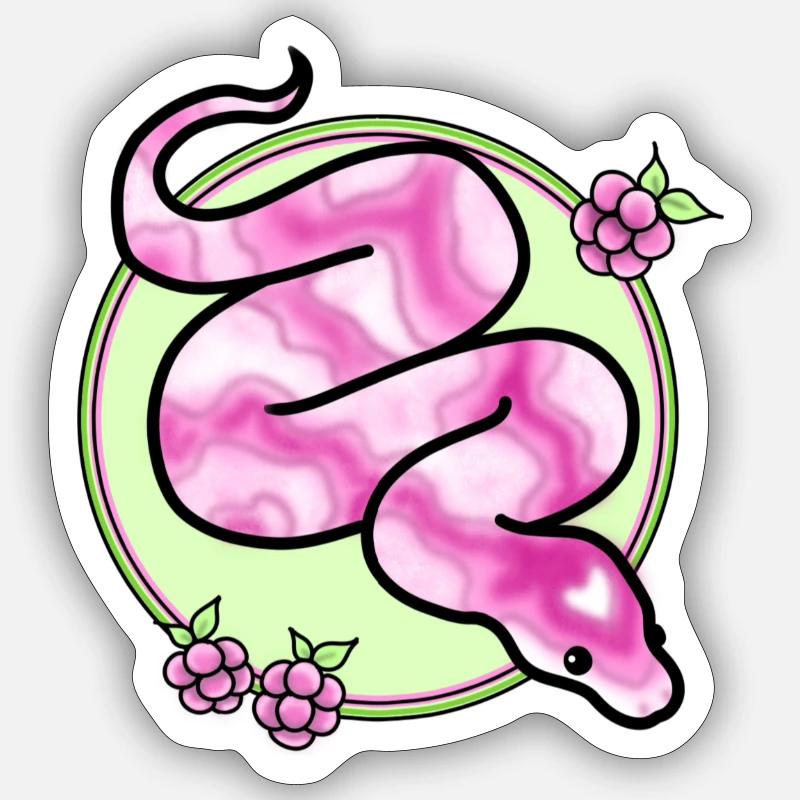 Couleuvre framboise - Sticker taille S (10 x 10 cm) - blanc mat