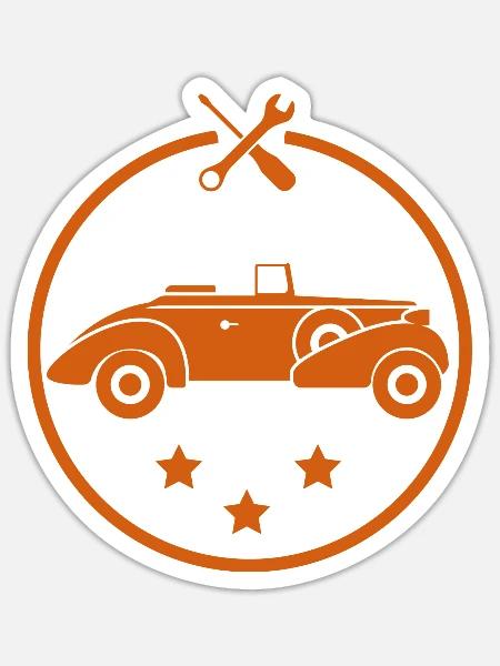 Auto - Oldtimer - Nostalgisch Fahrzeuge - Sticker Größe S (10 x 10 cm) - Mattweiß