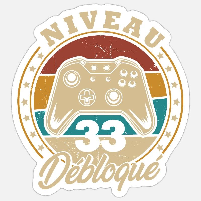 Niveau 33 débloque - Sticker taille S (10 x 10 cm) - blanc mat