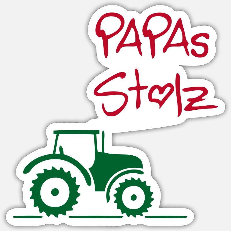 Papas Stolz Traktor - Sticker Größe S (10 x 10 cm) - Mattweiß