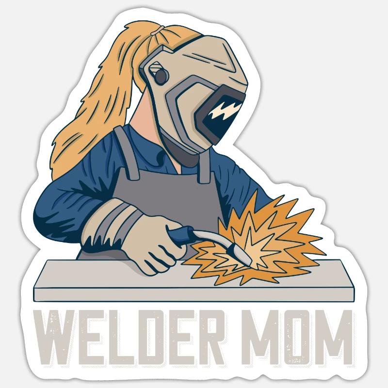 Welder Mama pour soudeurs et - Sticker taille S (10 x 10 cm) - blanc mat