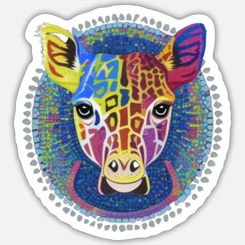 multicolored quantum mosaic giraffe Sticker size S (10 x 10 cm)