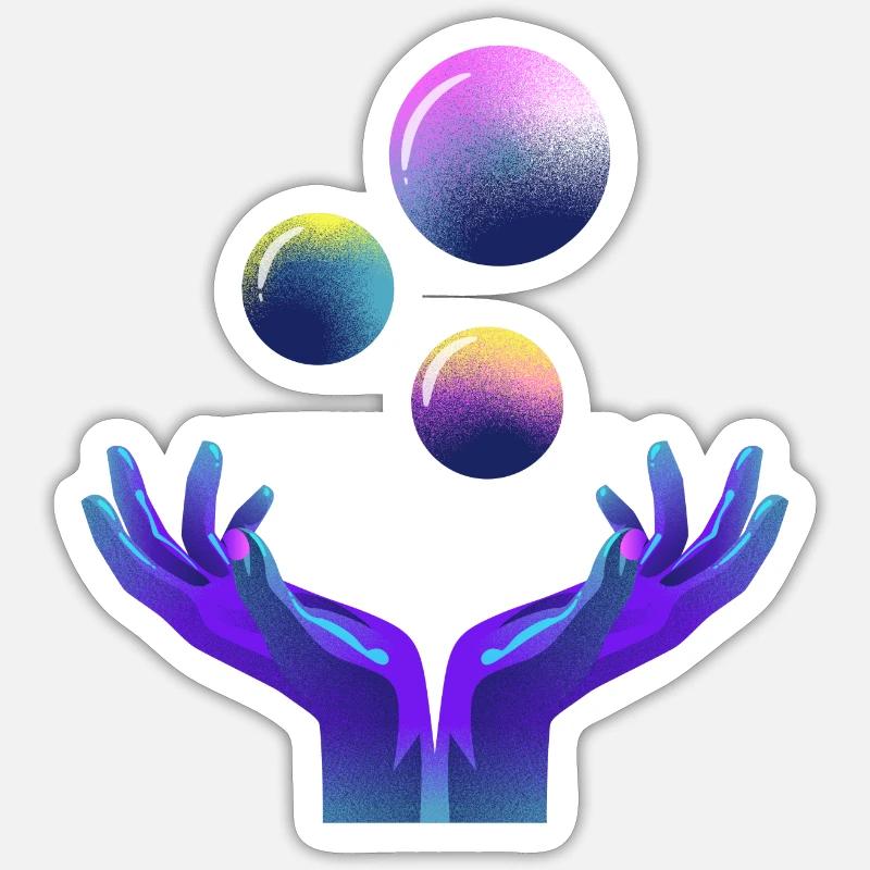 graphique, univers, planète - Sticker taille S (10 x 10 cm) - blanc mat