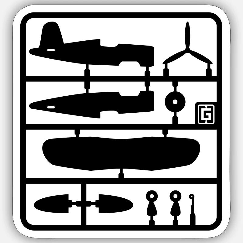 Kunststoff Flugzeug - Sticker Größe S (10 x 10 cm) - Mattweiß