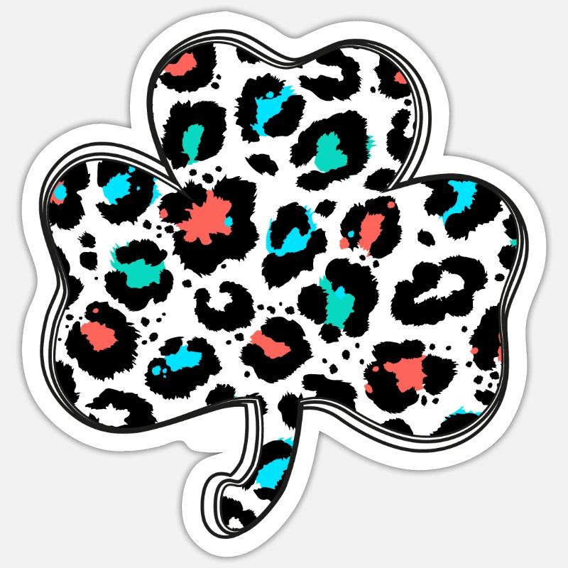 Saint-Patrick, trèfle, trèfle en détresse - Sticker taille S (10 x 10 cm) - blanc mat