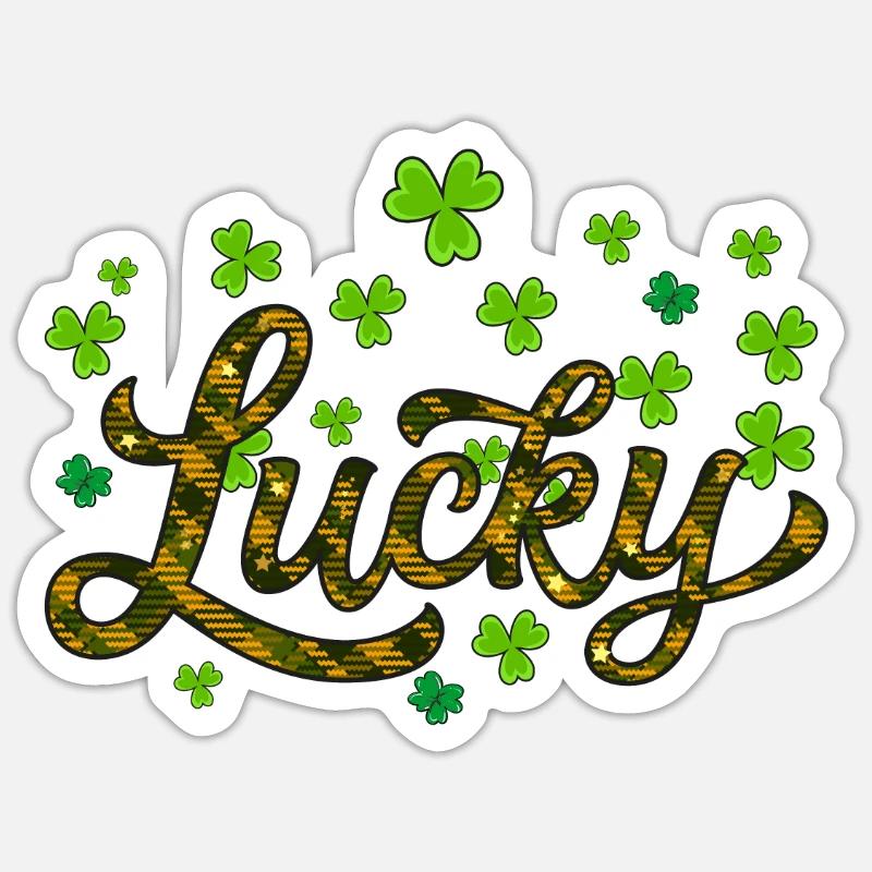 Lucky St Patricks Day, trèfle léopard Sticker taille S (10 x 10 cm)