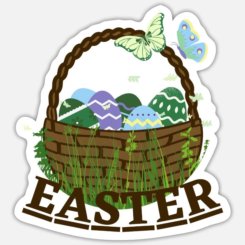 Easter basket with Easter eggs Sticker size S (10 x 10 cm)