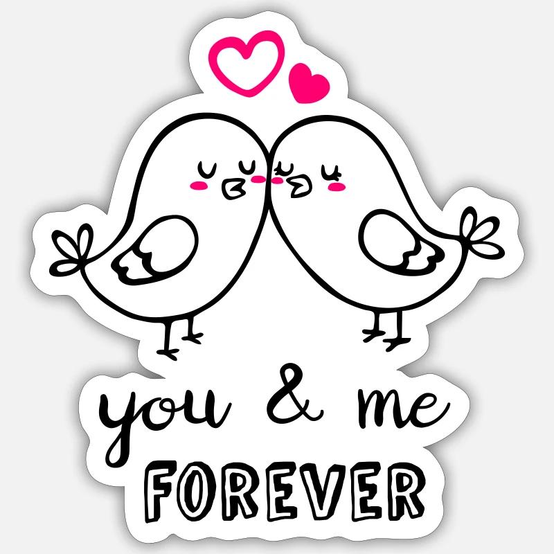 Oiseaux d’amour - Sticker taille S (10 x 10 cm) - blanc mat