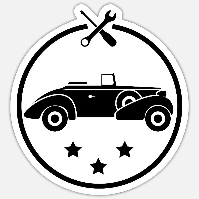Oldtimer - Auto Nostalgisch Vehicles - Sticker size S (10 x 10 cm) - white matte