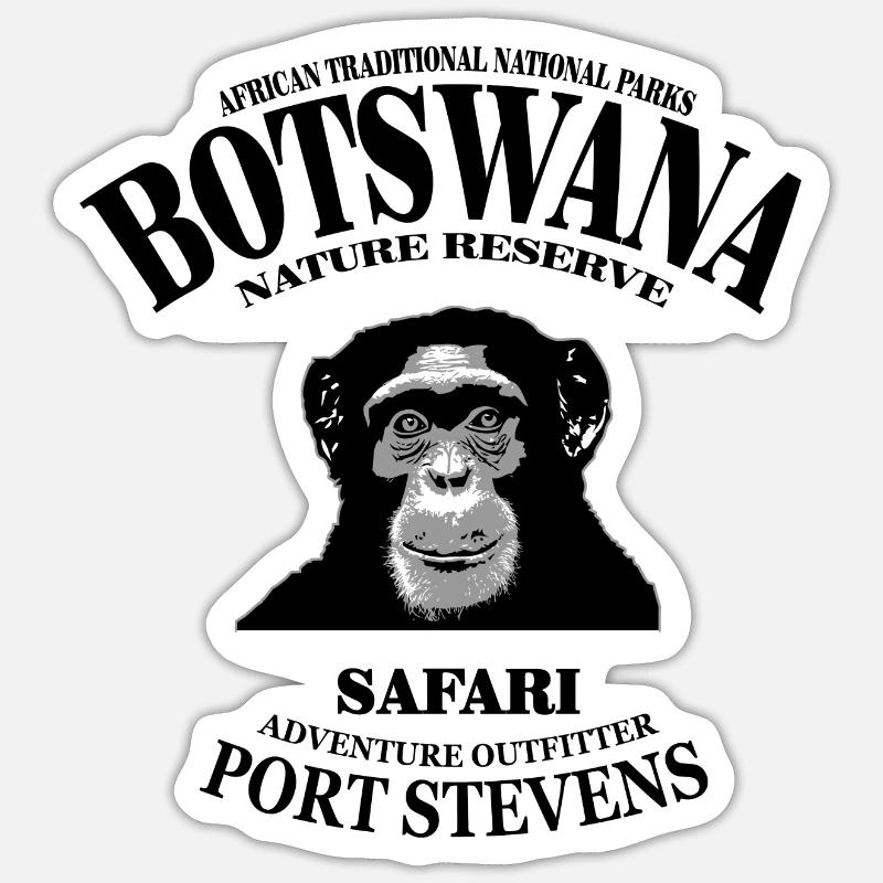 Botswana - Schimpanse - Affe - Sticker Größe S (10 x 10 cm) - Mattweiß