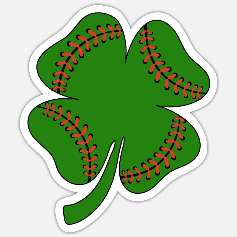 Baseball St Patricks Day, trèfle feuille, trèfle - Sticker taille S (10 x 10 cm) - blanc mat