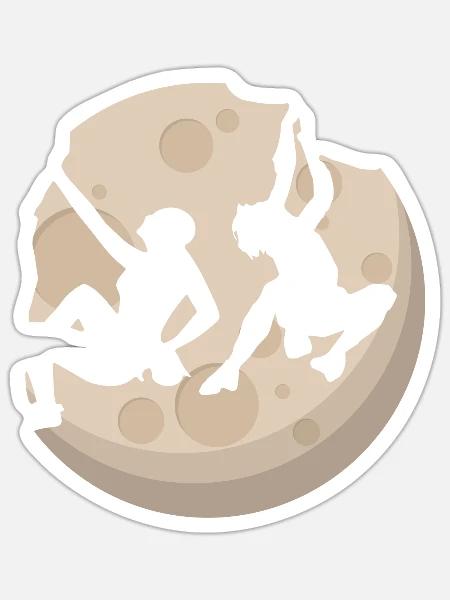 Freeclimbing im Mondlicht - Sticker Größe S (10 x 10 cm) - Mattweiß