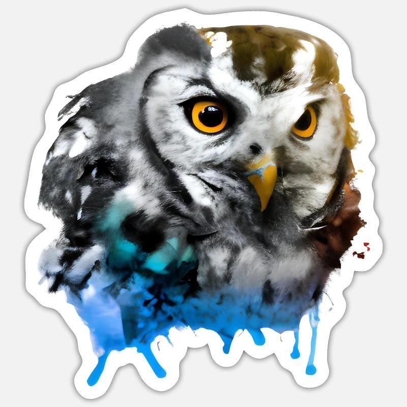 Bunte Eule - Sticker Größe S (10 x 10 cm) - Mattweiß