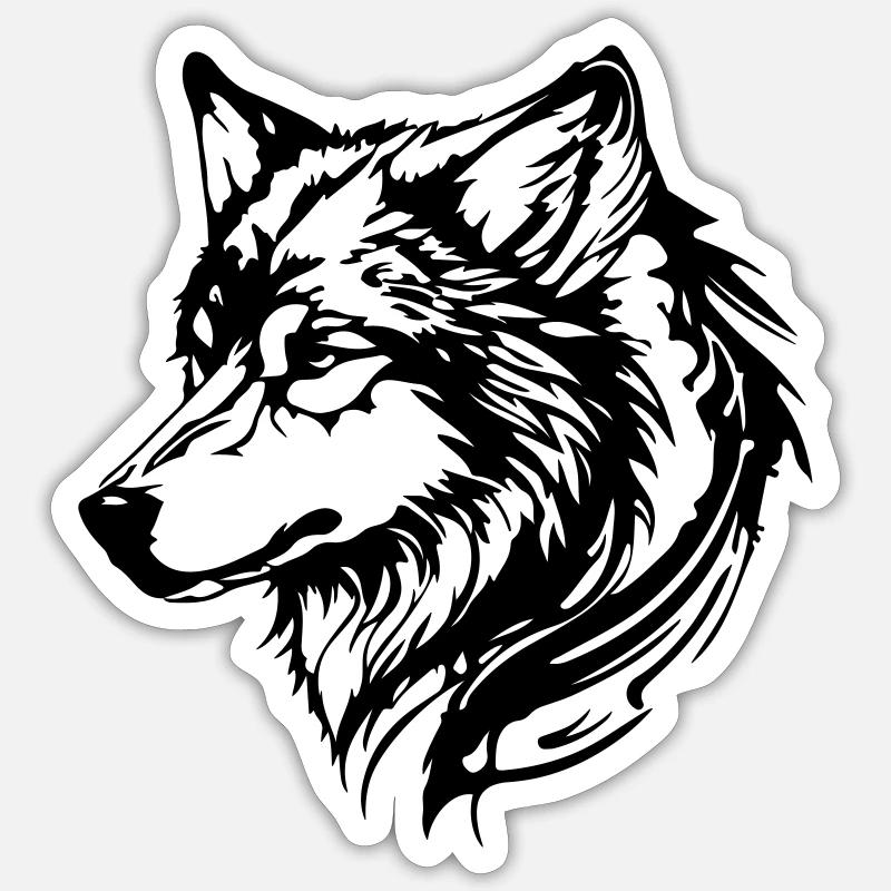 Wolf Head - Sticker size S (10 x 10 cm) - white matte