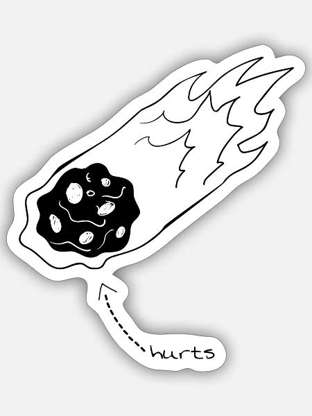 Komet Hurts - Sticker Größe S (10 x 10 cm) - Mattweiß