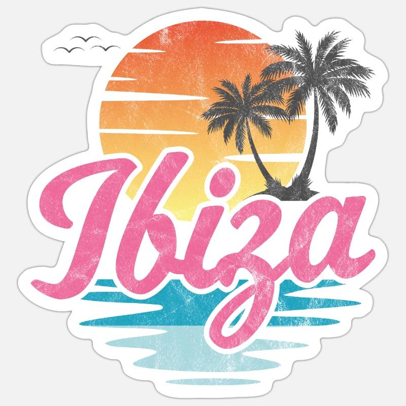 Plage d’Ibiza - Sticker taille S (10 x 10 cm) - blanc mat