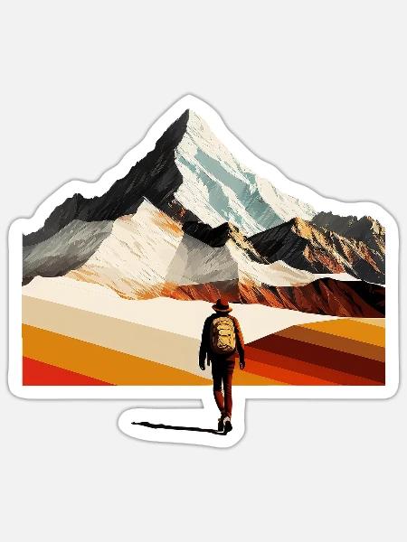 Wandern Retro/Vintage - Sticker Größe S (10 x 10 cm) - Mattweiß