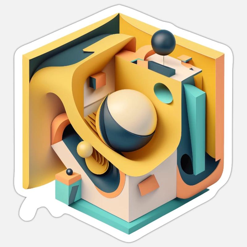 .3D - Sticker size S (10 x 10 cm) - white matte