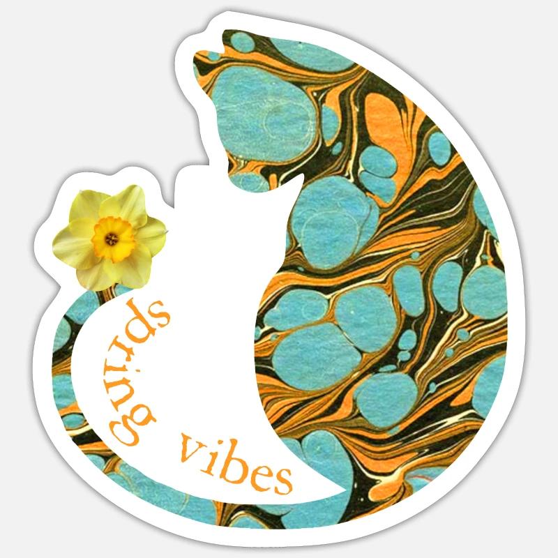 Chat avec fleur E 204 Sticker taille S (10 x 10 cm)