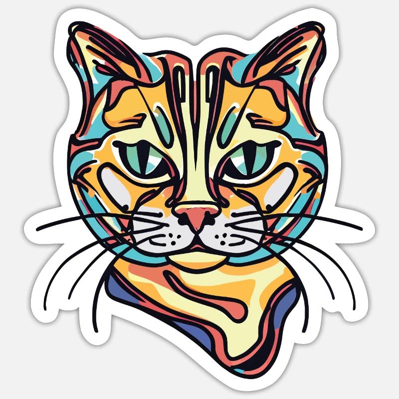 Bunte Katze Sticker Größe S (10 x 10 cm)