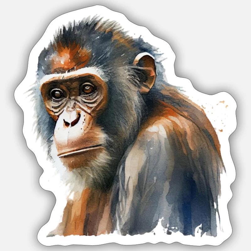Monkey - Sticker size S (10 x 10 cm) - white matte