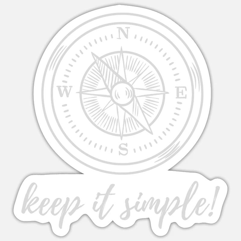 Kompass Urlaub keep it simple - Sticker Größe S (10 x 10 cm) - Mattweiß