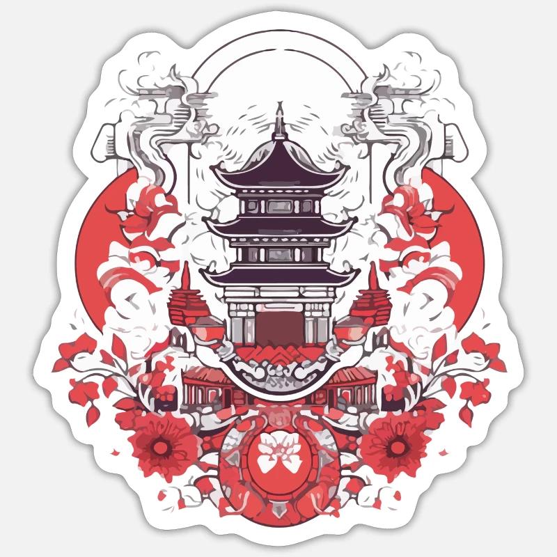 Chinesische Folklore Sticker Größe S (10 x 10 cm)