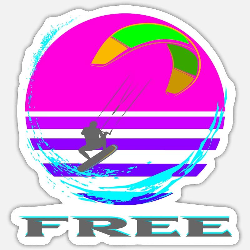 Kitesurf - Sticker taille S (10 x 10 cm) - blanc mat